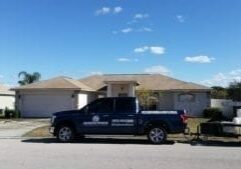 lightning presssure washing truck post roof cleaning job